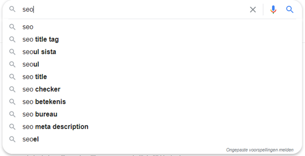 Google suggest zoekwoorden