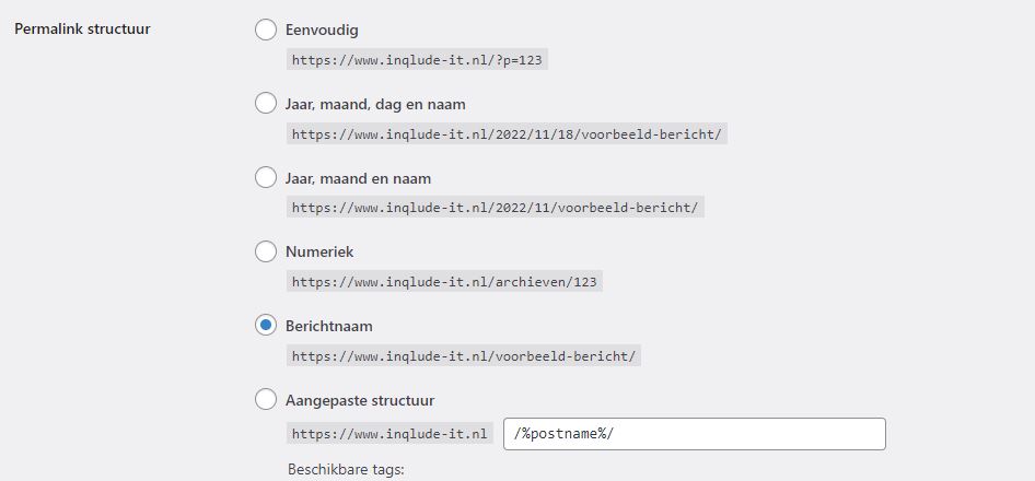Url permalink structuur